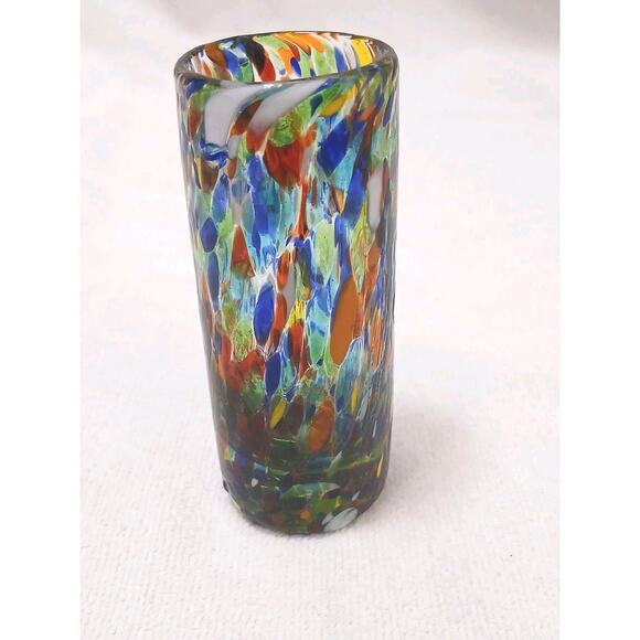 Handblown Shot Glass 4" Multicolor Confetti Rainbow Collectible Party Replacemen - Picture 3 of 7